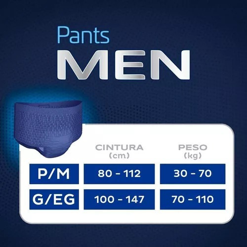 Calça Fralda Geriátrica Masculina Tena Pants Roupa Intima Tamanho G/EG