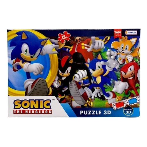 Puzzle Sonic 60 Piezas Con Anteojos 3d