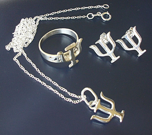 Cadena + Dije + Anillo + Aretes De Psique Psicologia Plata