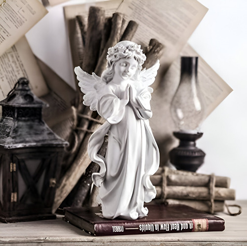 Set De 2 Estatua Angel Guarda Rezando Pie Jhn