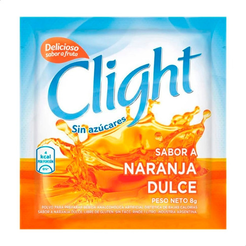 Imagen 2 de 7 de Jugo Clight Naranja Dulce Polvo Vitaminas C+d Sin Azucar X20