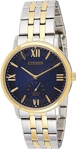Reloj Citizen Hombre Cuarzo Dial Azul Be9176-76l Dos Tonos Color de la correa Plateado/Dorado Color del bisel Dorado Color del fondo Azul oscuro
