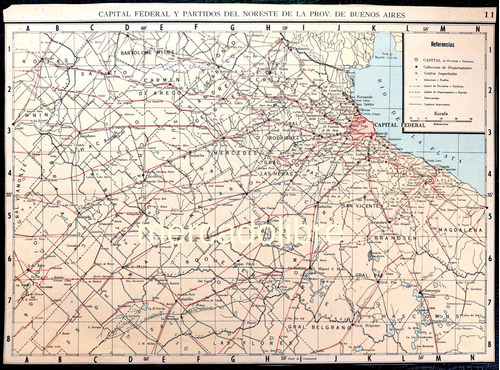Mapa 1939 Ferrocarriles Capital Federal Noreste Bs As Plano