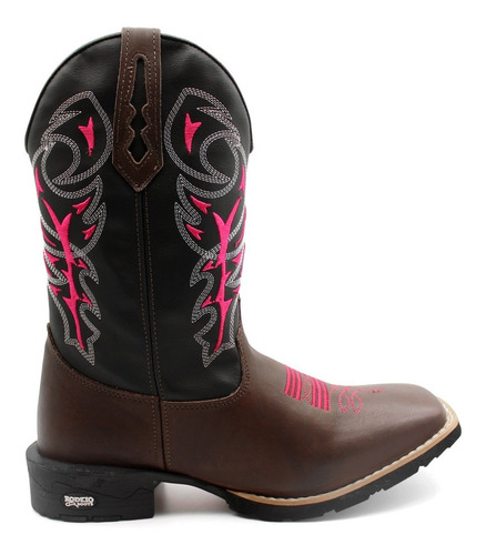 Bota Texana Country Feminina Cowgirl Bico Quadrado Conforto