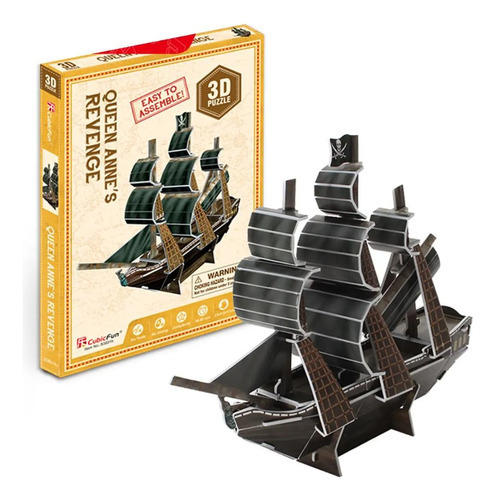 Puzzle 3d Barco Pirata Queen Anne's Revenge Cubicfun 67334