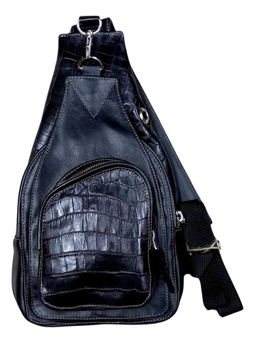 Mochila Bandolera En Cuero Negro. Siempre Bella