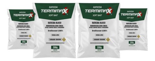Kit 4 Unidades - Raticida Termimax Soft Bait 200g Citromax