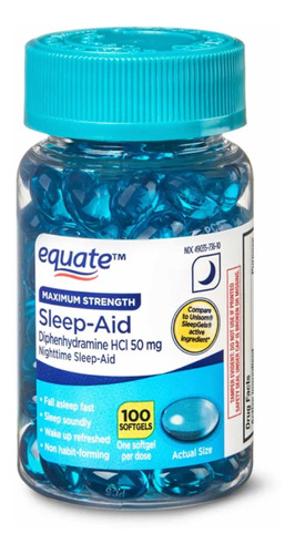 Equate Sleep Aid 100 Caps Fórmula Para Dormir Mejor Sin Depe