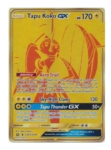 Carta Pokémon Lendário Tapu Koko Gx Com Lote De 100 Cartas