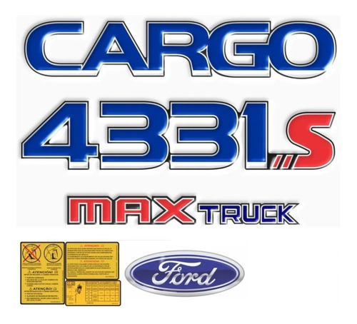 Kit Adesivo Compatível Ford Cargo 4331s Max Truck Emblema 91 Cor PADRÃO