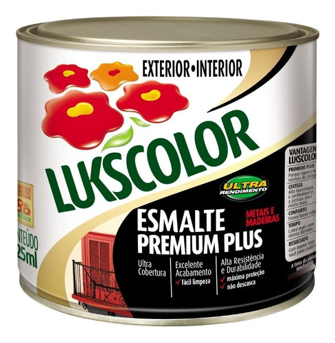 Esmalte Lukscolor Premium Plus 1/16 225ml Madeira Metal Cor Vermelho Goya