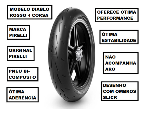 Pneu Pirelli Dianteiro 120/70-17 Tl Rosso 4 Corsa Mt-09