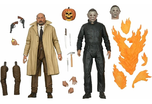 Figura De Acción De Halloween 2: Michael Myers Y Dr Loomis
