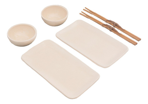 Kit Set Doble Sushi Ceramica Bowl Plato Palitos Caja Regalo