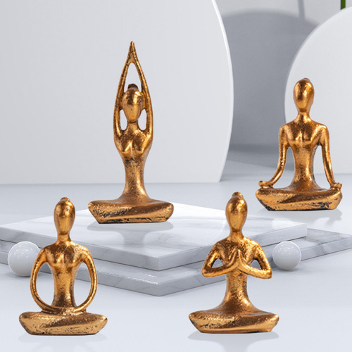 4 Estatuas De Yoga Para Niña, Escultura De Meditación Para