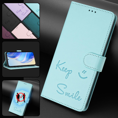Funda De Piel Con Forma De Cara Sonriente Para Motorola Edge 50 Fusion Con Ranuras Para Tarjetas, Cierre Magnético, Cartera, Bloqueo Rfid, Soporte