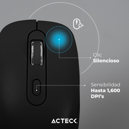 Mouse Acteck Flow Mi480 1600dpi 6 Botones Inalambrico Negro