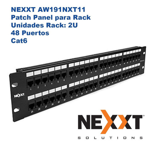 Nexxt Aw191nxt11 - Patch Panel Cat6 Para Rack 2u 48 Puertos