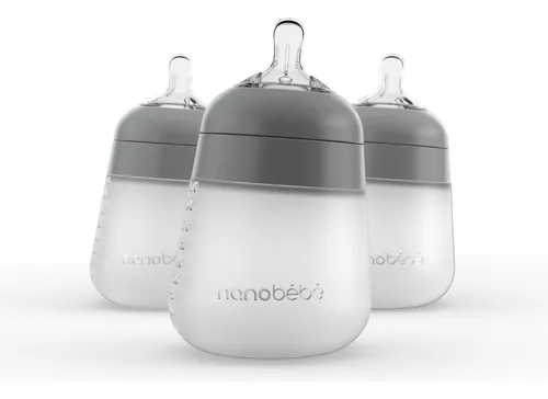 Nanobébé Biberón De Silicona Anti-cólicos 270ml/9oz 0m+ 3pz