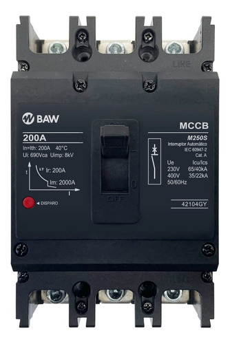 Interruptor Automático 3p Con Protección Tmg 200a 400v Baw