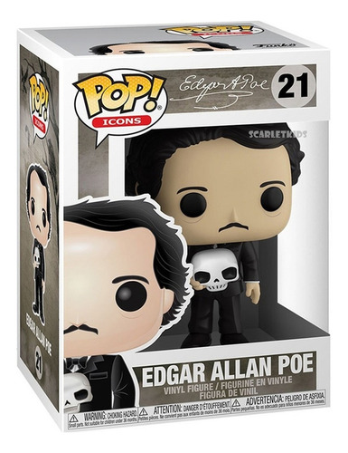 Imagen 1 de 6 de Funko Pop Edgar Allan Poe 21 Original Scarlet Kids