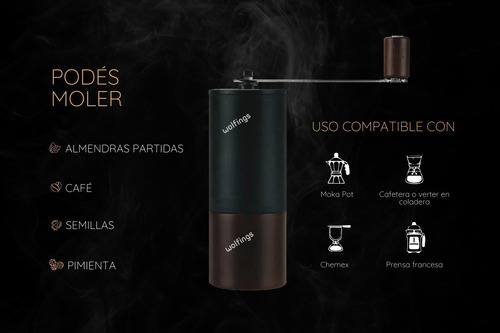 Imagen 6 de 10 de Molinillo Cafe Manual Granos Semillas Triturador Portatil