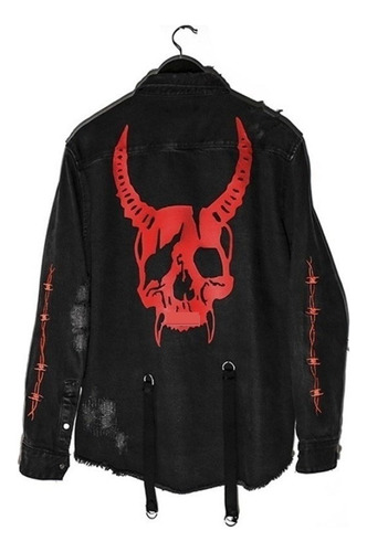 Chaqueta Vaquera Hombres De Moda Viper Demon Estampado