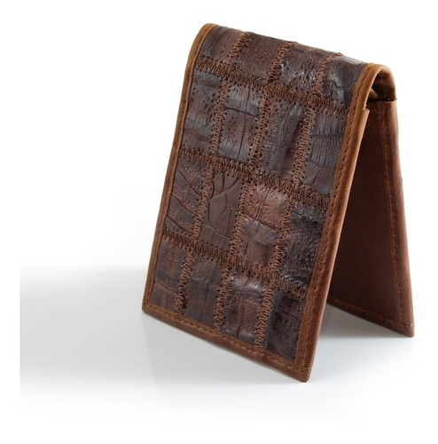 Imagen 2 de 4 de Cartera Billetera Piel Exotica Genuina Cocodrilo En Mosaico