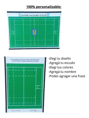 Pizarra Tactica Rugby Personalizada Magnética + Carpeta