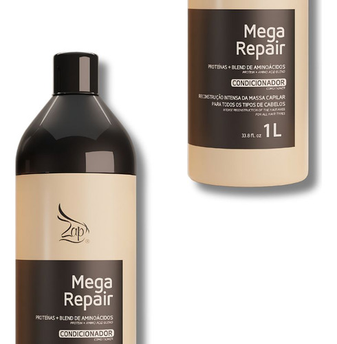 Zap 1l 4 Un Shampoo E Condicionador Mega Repair Proteínas