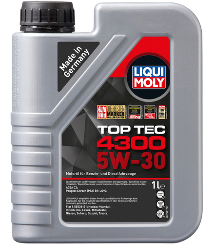 Aceite Motor Liqui Moly Top Tec 4300 5w30 Sintético 1 Litro