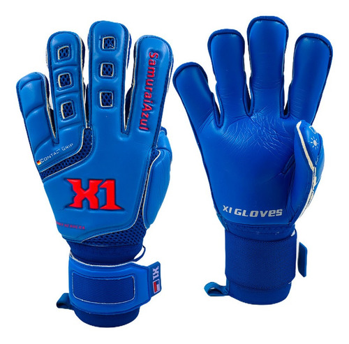 Imagen 1 de 5 de Guantes De Futbol X1 Samurai Azul Pro