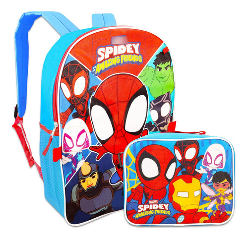 Paquete 5 Piezas Spiderman Mochila 16, Bolsa Almuerzo, Botel Color Nombre Del Diseño