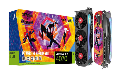 Zotac Gaming Geforce Rtx 4070 Amp Airo Spider-man: Paquete De Tarjetas Gráficas Inspiradas En El Versículo Araña, Zt-d40700f-10smp