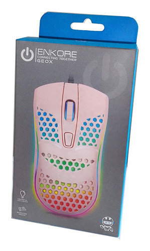 Mouse Usb Led 1600 Dpi - Enkore Geox Rosado