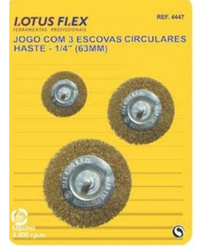 Jogo Com 3 Escovas Circulares Haste - 1/4 63mm