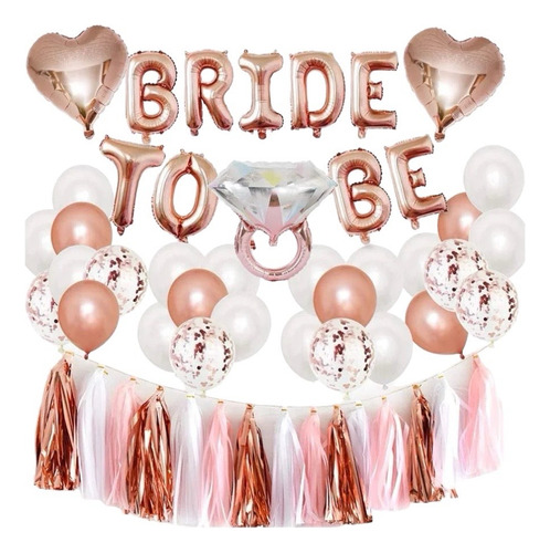 Set De Globos Bride To Be Despedida De Soltera Rosa Gold