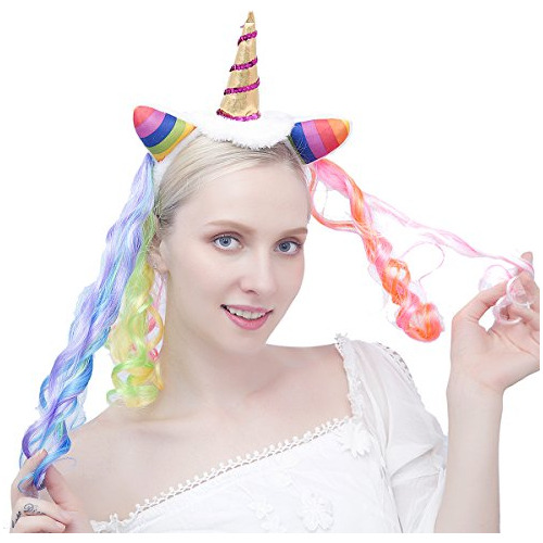 Felizhouse Arco Iris Peluca Unicornio Diadema Para Niñas Niñ