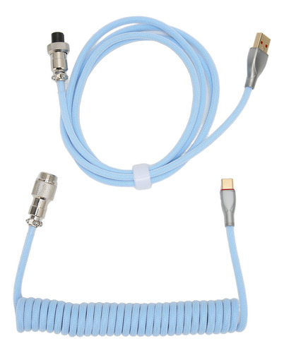 Cable Usb C Azul 12 # Para Teclado Mecánico De Doble Manga