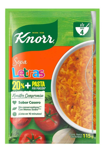 Sopa Knorr Letras Mas Pasta 115g