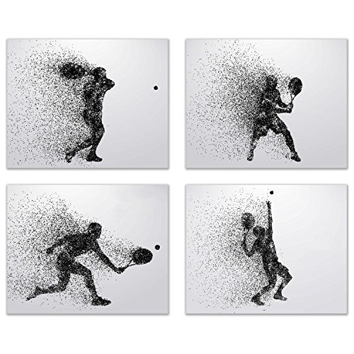 Arte De Pared De Tenis - Silueta, Conjunto De 4 Fotos D...