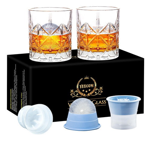 Juego De 2 Vasos De Whisky Veecom Con Molde Para Hielo