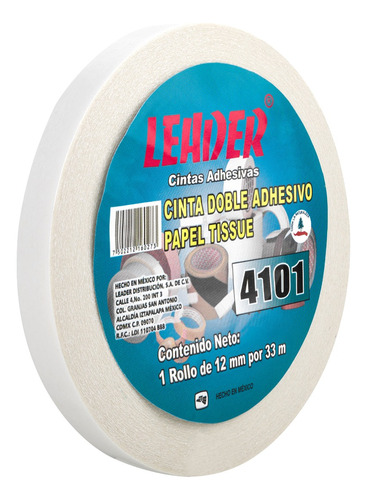 Cinta Adhesiva Doble Cara De Papel Leader 12 Mm X 33 M