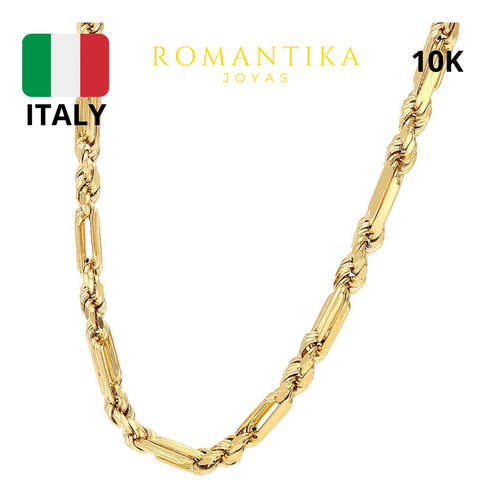 Cadena Milano Figaro Torzal Oro 10k 65cm 8mm Italiano