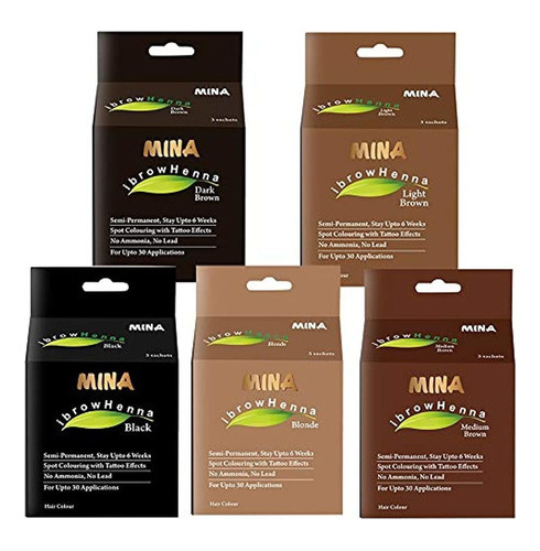 Mina Ibrow Henna Regular Pack Combo Pack- (marron Oscuro, M