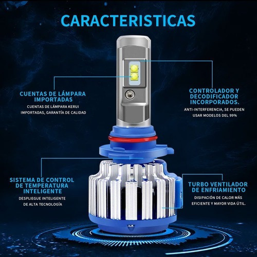 .. Plug Play T1 Turbo Led Faro 9006 Canbus Lámpara