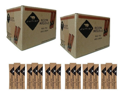 Açúcar Mascavo Sachê Junior 500 Envelopes 6g - Kit 2 Caixas