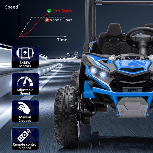 Auto Eléctrico Acekool 2 Plazas Utv 24 V 7 Ah Todoterreno Color