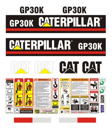 Kit De Calcomanías Para Montacargas Cat Gp30k