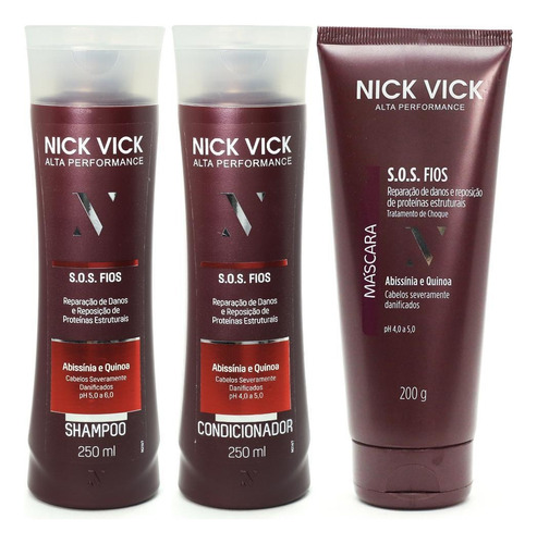  Kit Nick Vick Sos Shampoo Condicionador E Máscara